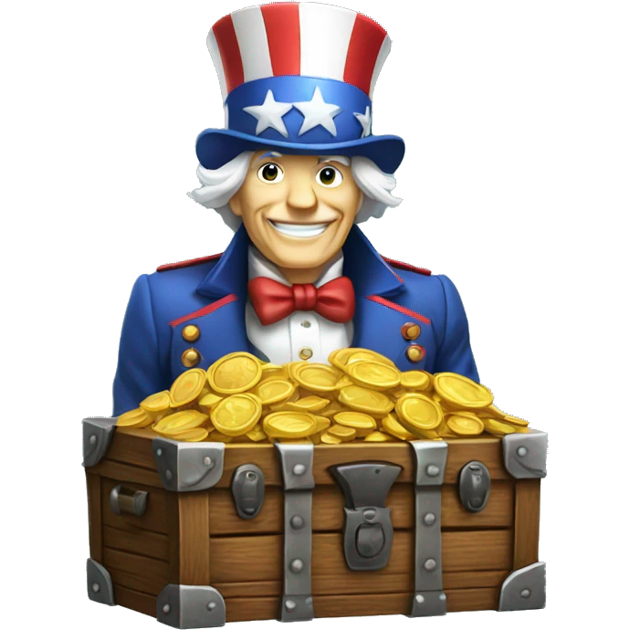 Uncle Sam and chest with treasures emoji