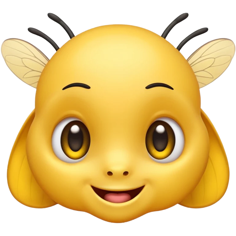 Yellow big shiny eyes emoji smiling and blushing with Bumblebees around it and its happy emoji