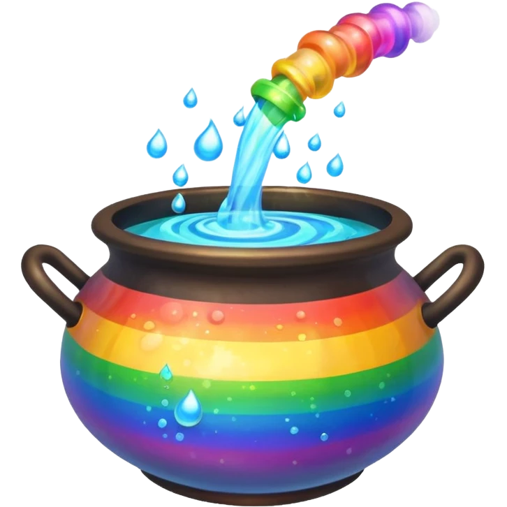 rainbow potion in a cauldron emoji