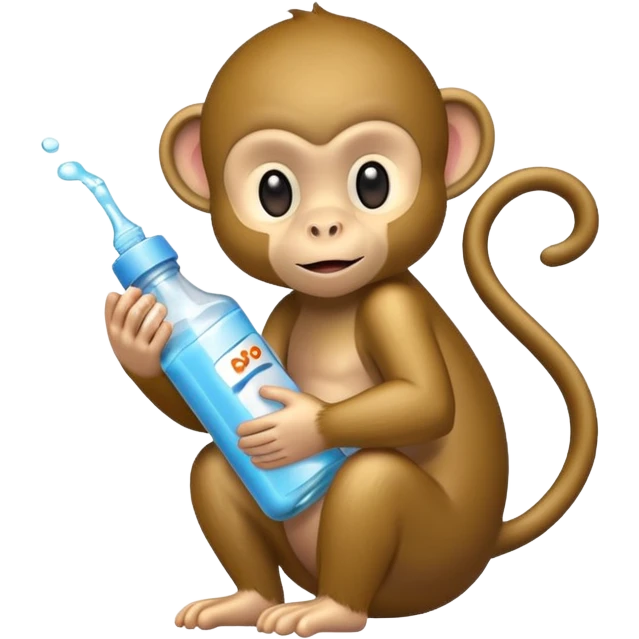 A monkey with baby oil but the baby oil says baby oil on it emoji