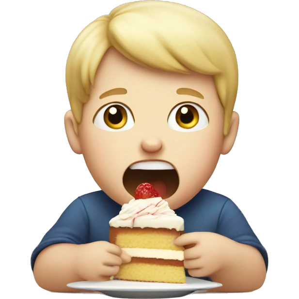 fat blond kid eating cake emoji