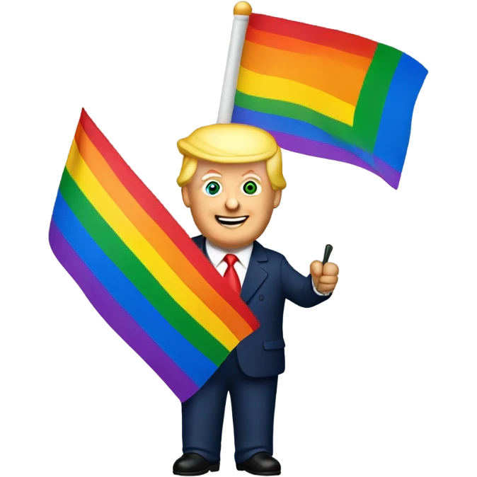 Trump holding a pride flag emoji