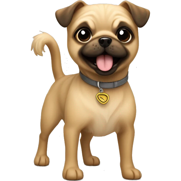 small terrier dog fawn colored wire coat with a pug tail super happy  emoji