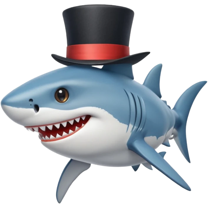 Shark with a top hat emoji