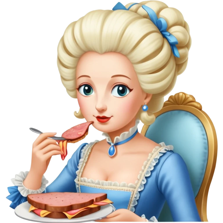 marie antoinette eating spam meat at cafe emoji