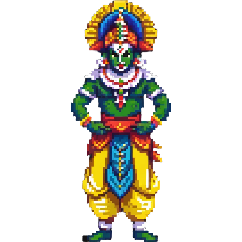 Kathakali Indian dance form performer, vibrant costume emoji