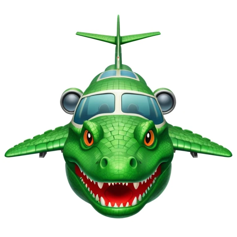 Un avion con cabina de cara de cocodrilo emoji