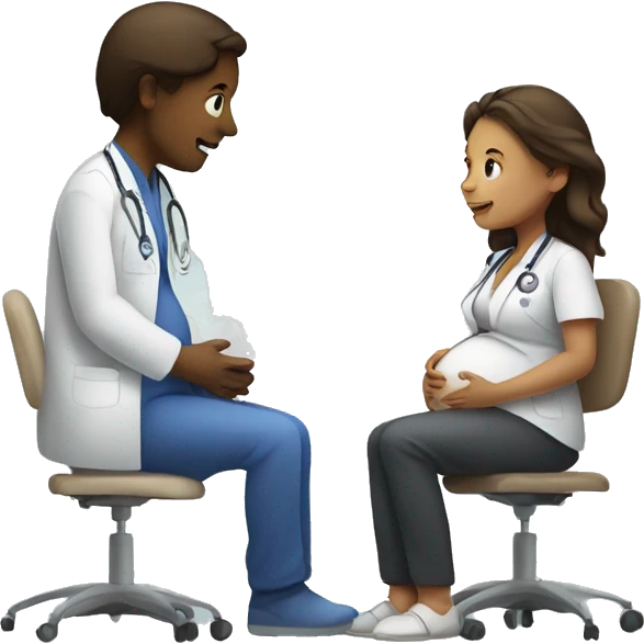 pregnant woman talking to a doctor emoji