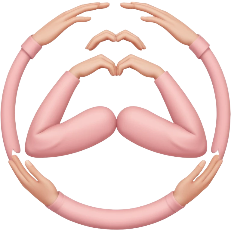 Two stylized arms forming a soft circle, as if hugging an invisible person. Warm pastel palette, minimal details. emoji