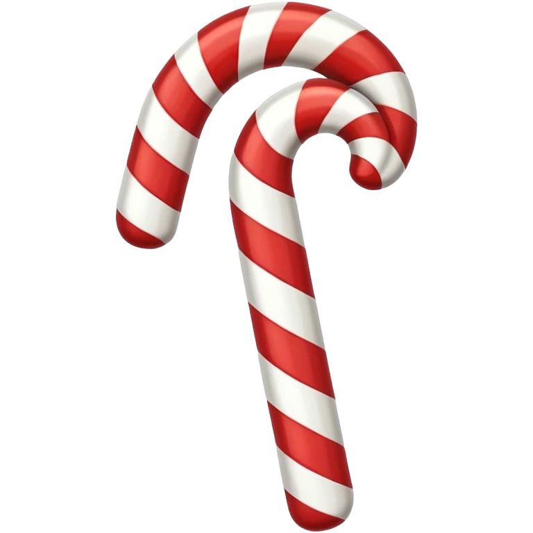 Classic Red-White Cane: Curved striped red-and-white candy cane. emoji