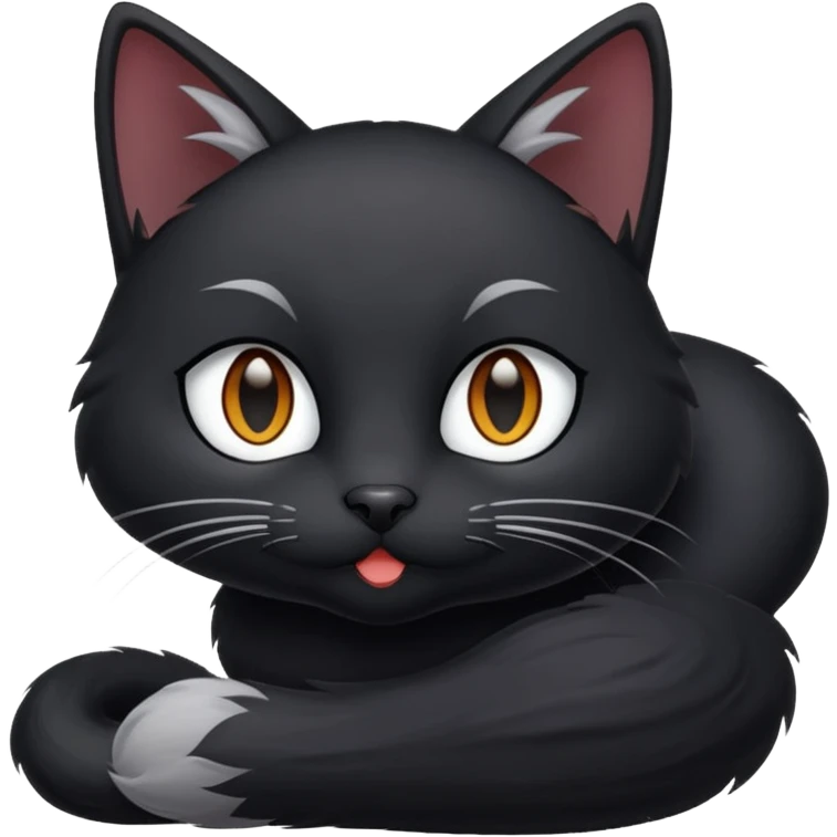 Black cat sucking silver fox's dick emoji
