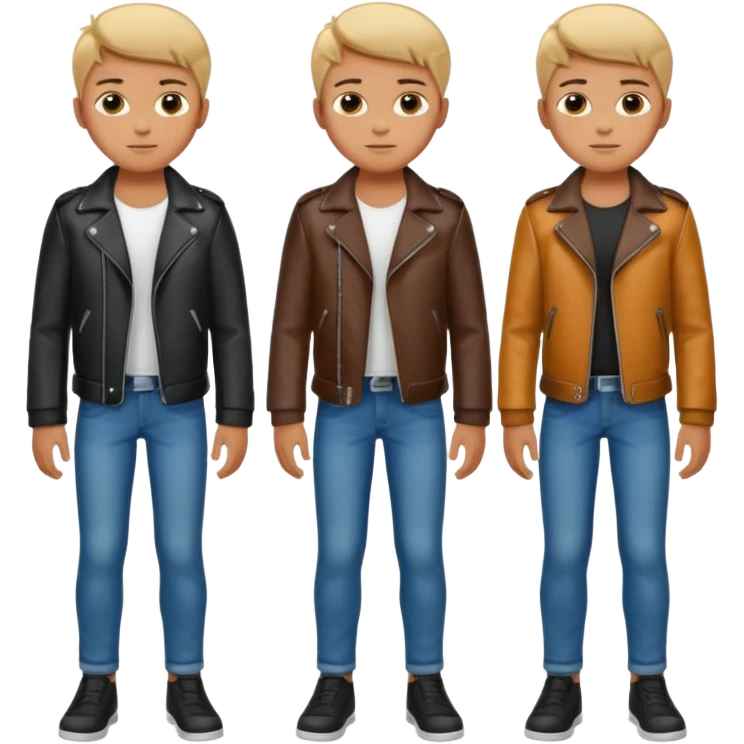 Boy in leather jocket, full body, different color emoji