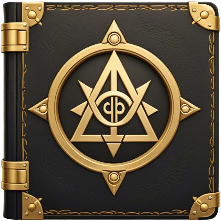 A black and gold book with an aged leather texture, embossed with an alchemical symbol, a compass, or a forging hammer, exuding wisdom, mastery, and the relentless pursuit of greatness. - book on mastery  emoji