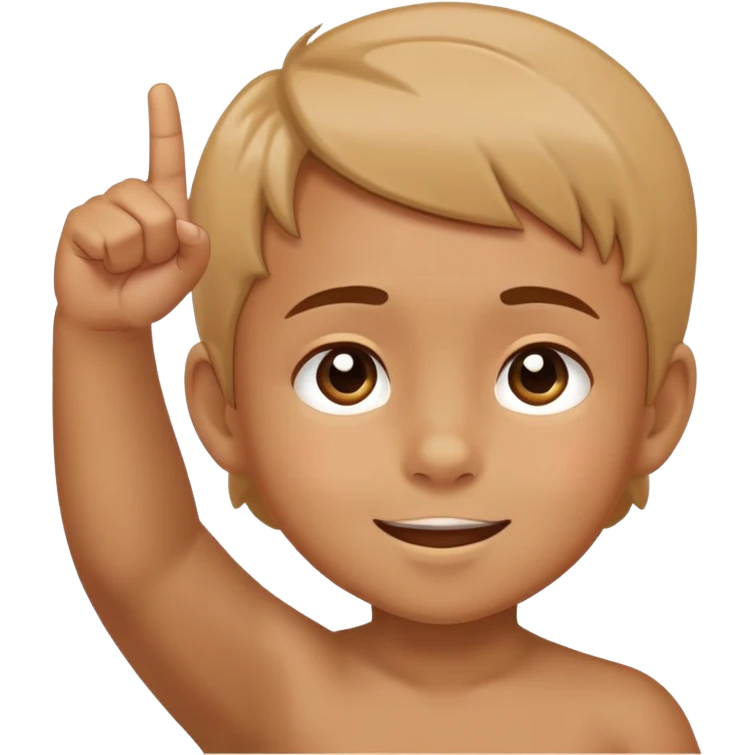 child pointing to their forehead, cheerful and clear emoji