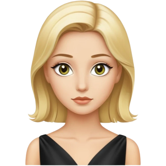 Luxury blonde model, hazel eyes, sleek hair, black silk gown emoji