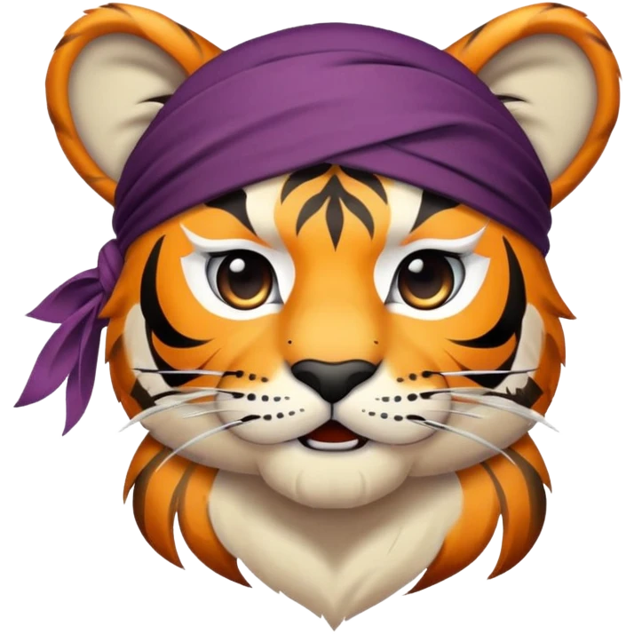 pirate tiger face with eye patch and bandana for Twitch emote emoji