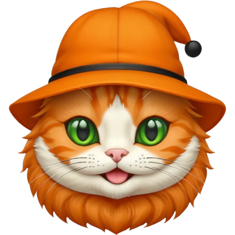Orange cartoon Katze mit schwarzem melonenhut emoji