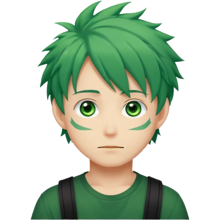 deku : boy anmie green hair green eyes emoji
