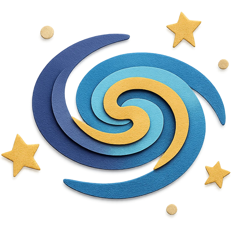milky way galaxy with layered paper look and stars in paper craft style emoji