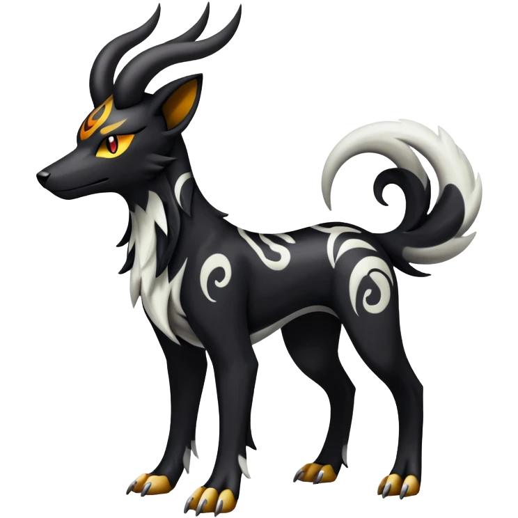 Shiny Exotic Excessive Mysterious Houndoom-Mightyena-Pokémon-Fakémon-hybrid-creature (full body) emoji