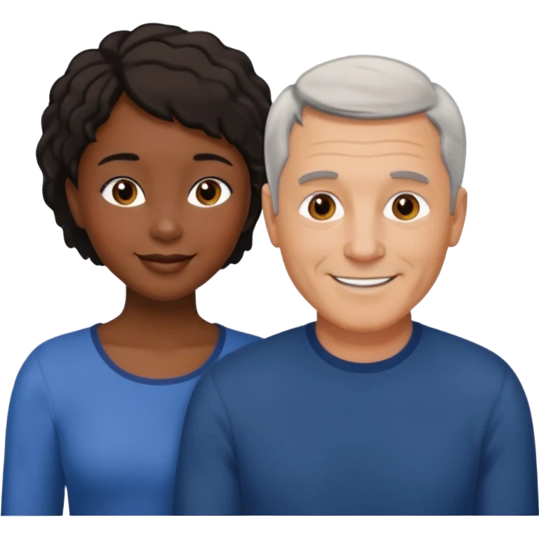 mixte couple black girl  with short hair , dark haired older white man emoji