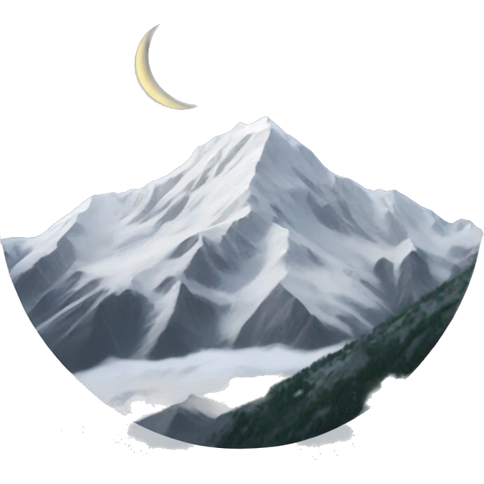lune above the high snow mountain peak emoji