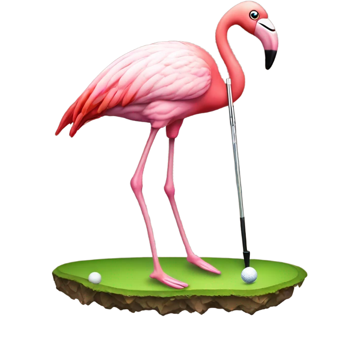 Golfing flamingo emoji