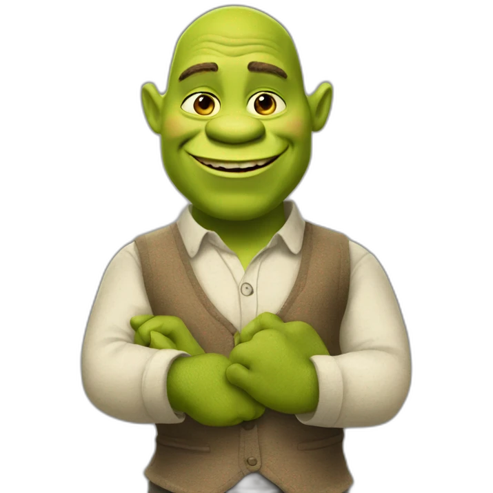 shrek doing the handsign as a teacher emoji