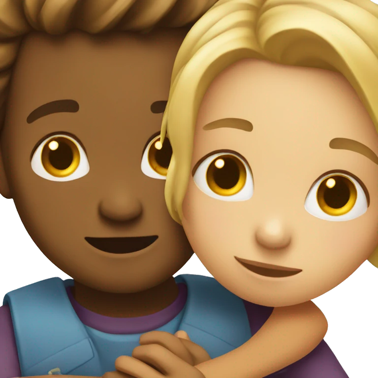 Girl emoji and boy emoji hugging emoji