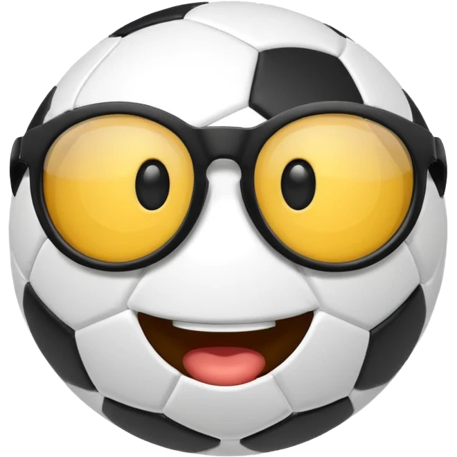 soccer ball wearing joke glasses emoji