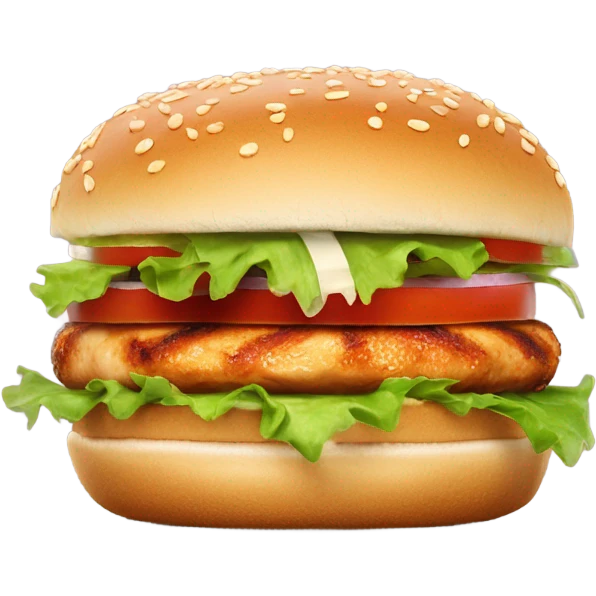 Grilled chicken burger with sesame seed bun emoji