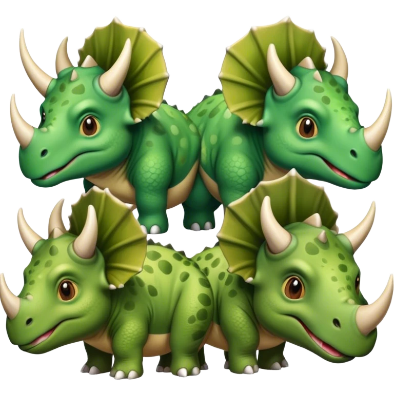 faces of different green triceratops emoji