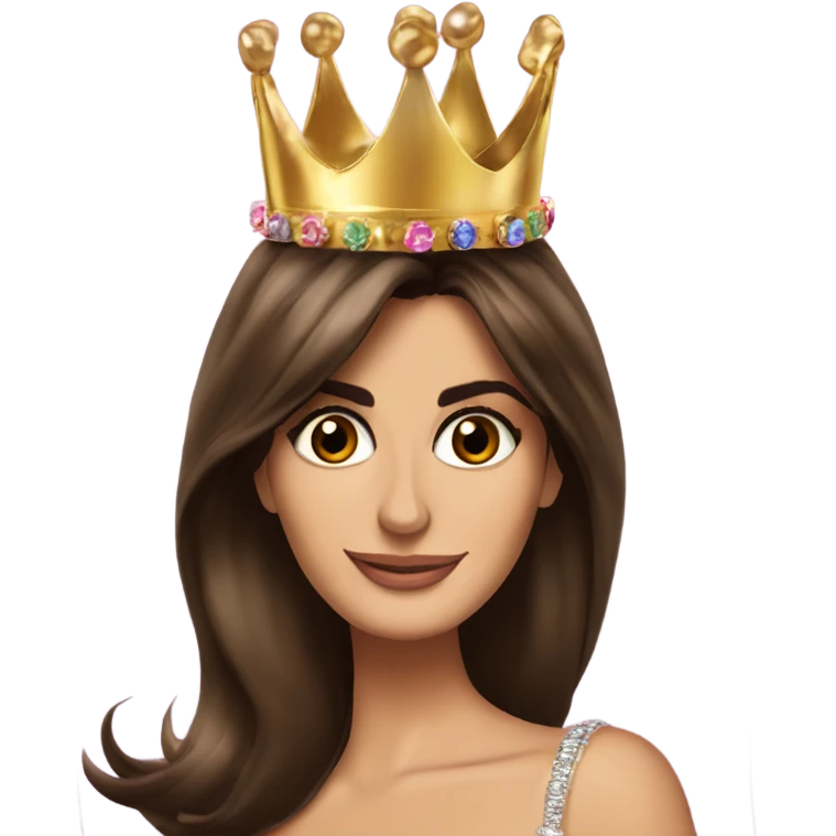 penelope cruz, birthday crown, ballon’s in the background  emoji
