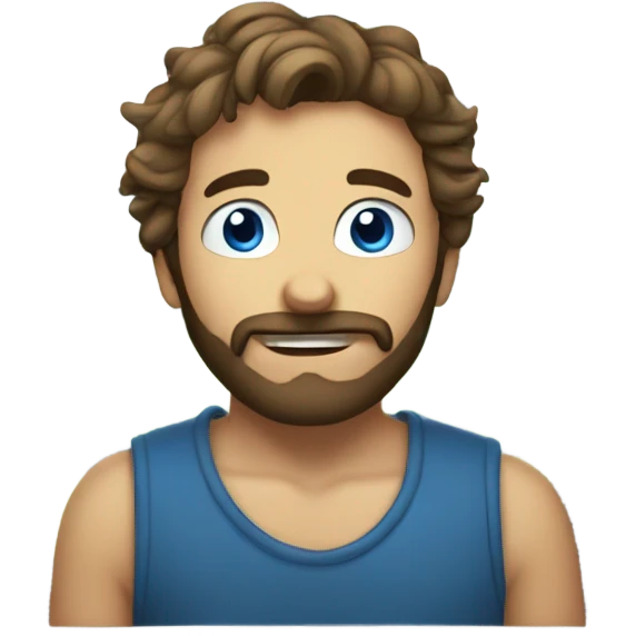 bearded boy by the window with blue eyes emoji