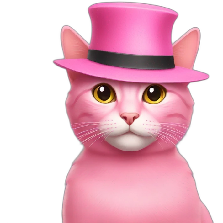 Photo of a pink cat with a hat emoji