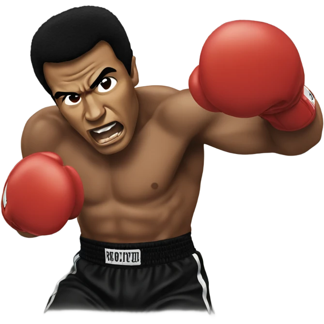 mohammed Ali punching at the camera emoji