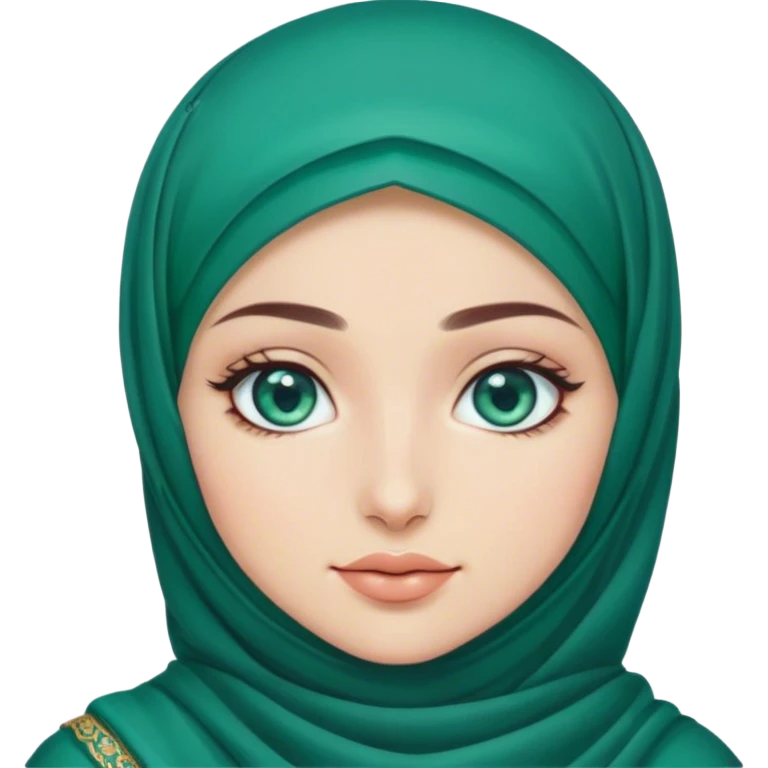 Turkish beautiful finish Konya girl blue eyes with hijab and emerald stone dress emoji