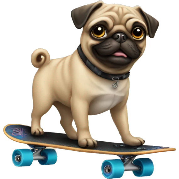 Pug riding a skateboard  emoji