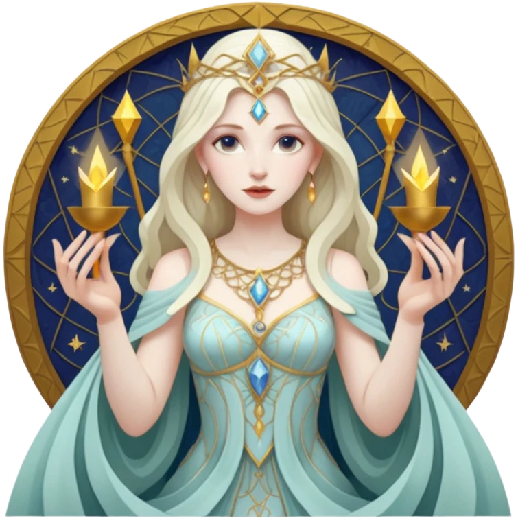 fantasy magic tarot card low poly goddess emoji