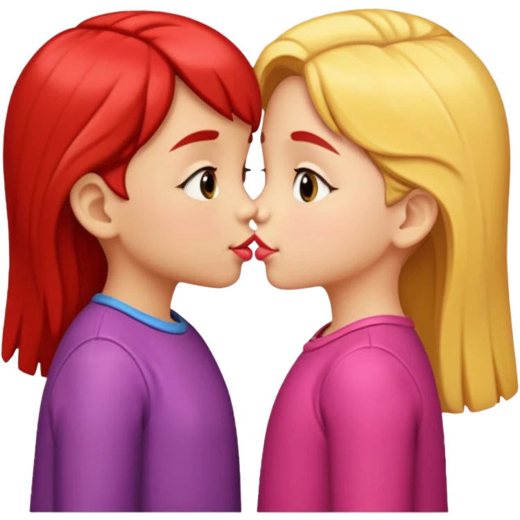 two 5 year old gals about to kiss on the lips emoji