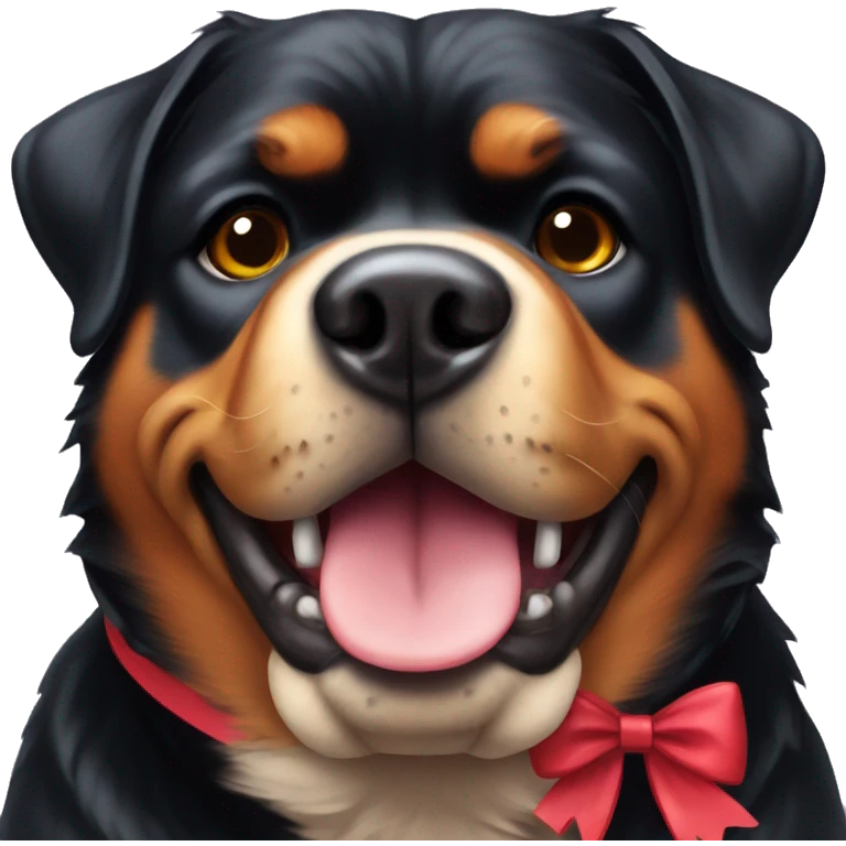 Rottweiler wearing a bow emoji