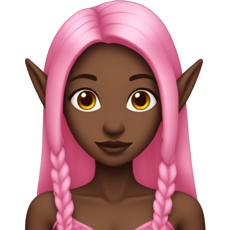 dark-skinned elf girl with long pink hair emoji