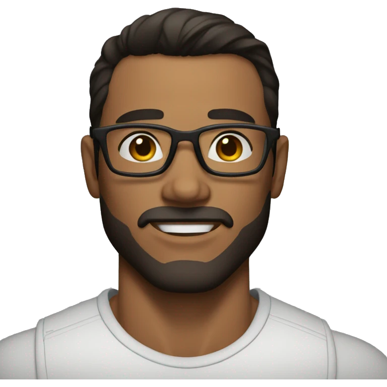 muscular ehite man with dark hair no beard and glasses emoji