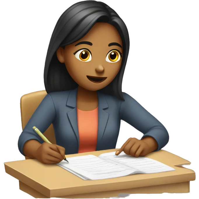 femalestudent taking an exam emoji