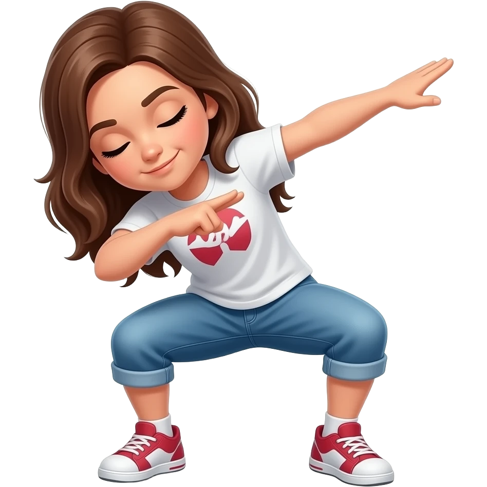 Girl dabbing dance move emoji