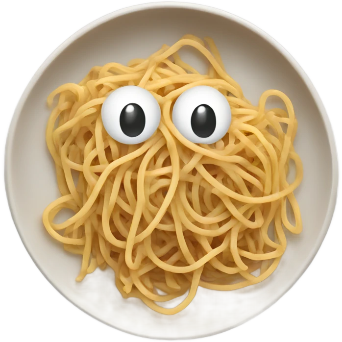 Uncooked spaghetti with arms and legs emoji