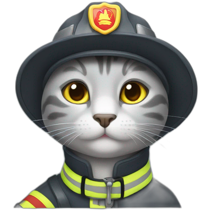 grey cat look like fireman emoji