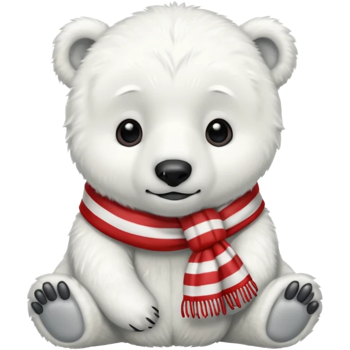 baby polar bear with red stripes scarf  emoji