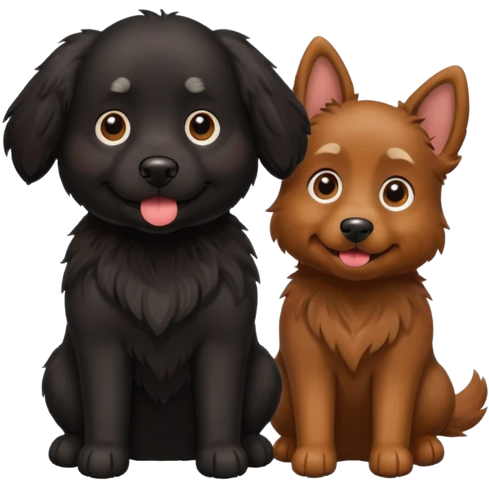 Black dog and brown dog emoji