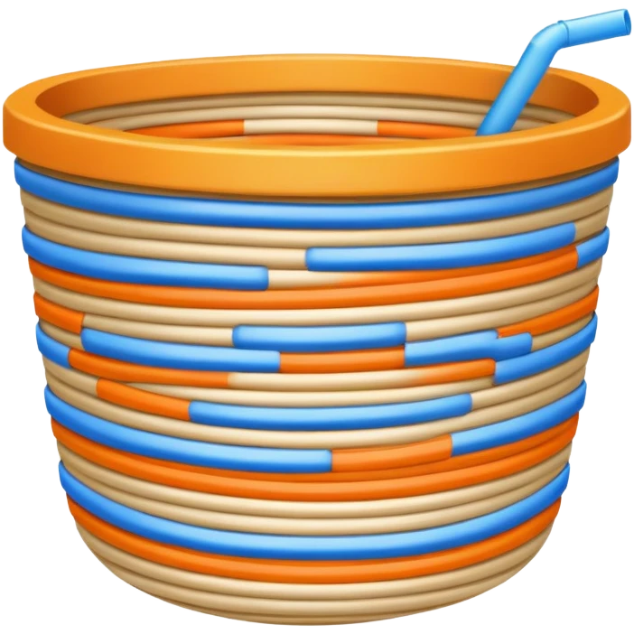 orange and blue and white striped straw emoji